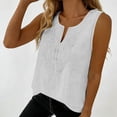 thumbnail image 7 of LEKWK Tank Tops for Women V Neck Sleeveless Cotton Linen Shirts Loose Fit Casual Lace Boho Blouses Summer Fashion Beach Vacation Outfits, 7 of 7