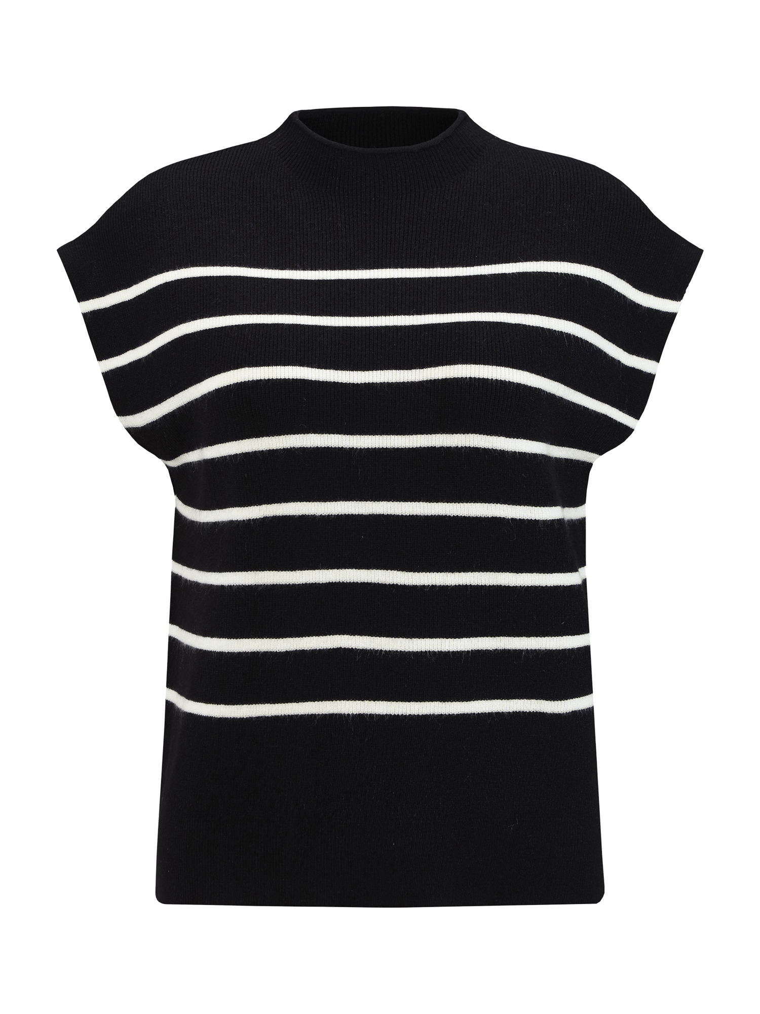 DARING DIVA Cap Sleeve Sweater Vest Mock Neck Ribbed Knit Pullover Top XL Black