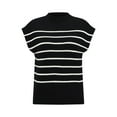 thumbnail image 2 of DARING DIVA Cap Sleeve Sweater Vest Mock Neck Ribbed Knit Pullover Top S Black, 2 of 7