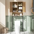 thumbnail image 2 of Conate Rattan Over The Toilet Storage Cabinet, Bathroom Storage Cabient with Rattan Doors, Metal Legs and Adjustable Shelf, Bathroom Storage Shelf Organizer, Natural, 2 of 8