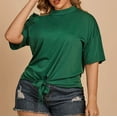 thumbnail image 5 of Plus Size Women’s off Shoulder T-Shirts Crew Neck Strappy Loose Tees Summer Fashion Short Sleeve Tops,Green,4XL, 5 of 9