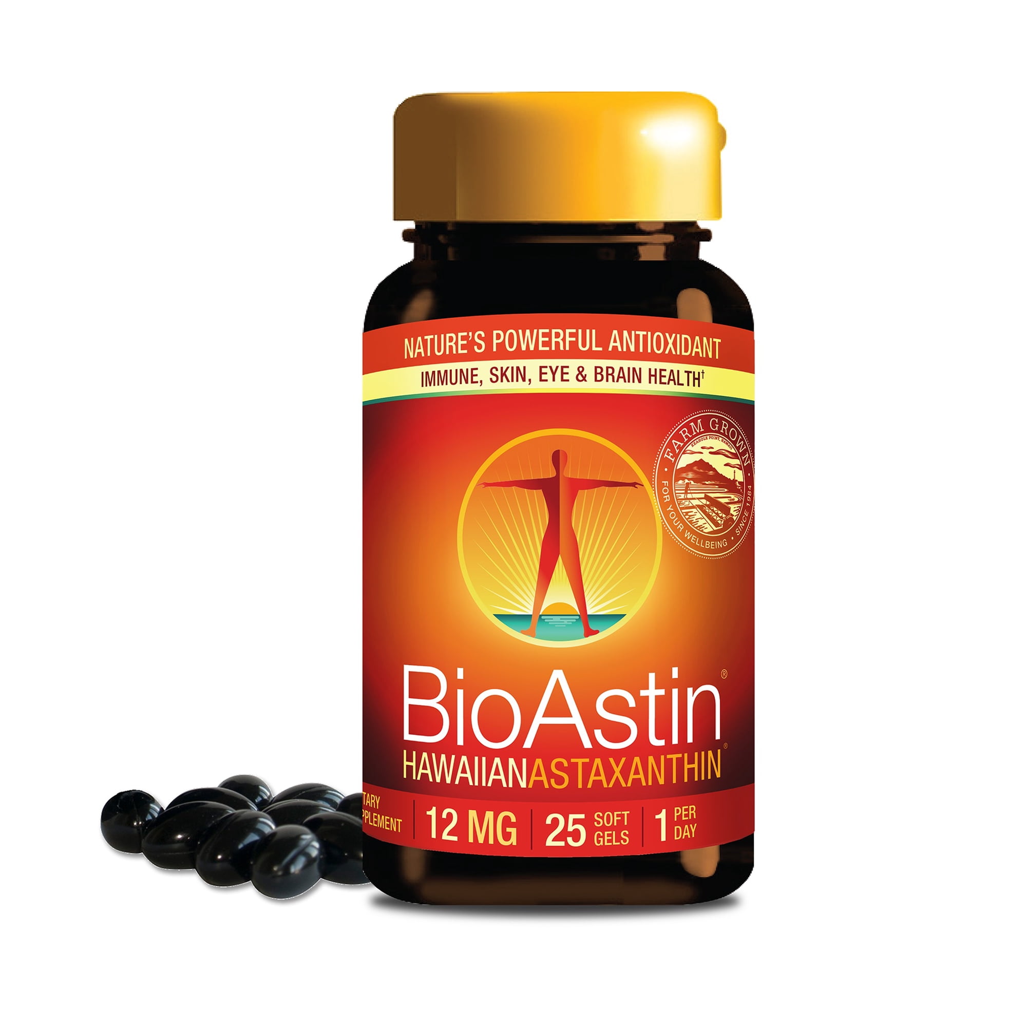 Nutrex Hawaii BioAstin Hawaiian Astaxanthin - Antioxidant Support for Skin and Immune Health - First-Class Microalgae Grown in Kona, Hawaii - Non-GMO and Gluten-Free - 12mg High Potency, 25 Softgels