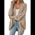 thumbnail image 1 of Suéter Cárdigan Extragrande de Punto Suave para Mujer con Bolsillos Caqui XXL, 1 of 10