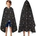thumbnail image 3 of Black Gold Zodiac Sun Moon Pattern Hooded Bath Towel，60"x35" for Ages 3 To 12 Kids, Quick Dry Lightweight Soft Microfiber Hood Beach Towel Cover Up for Kids, 3 of 7