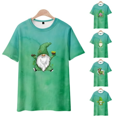 

LANLIN St. Patrick s Day Men s and Big Men s Crewneck Short Sleeve Tee Shirts Classic-Fit Shirts Up to 8XL