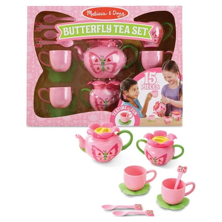 UPC: 0000772061810 | Melissa & Doug Butterfly Tea Set (15 pcs) – Play Food Accessories