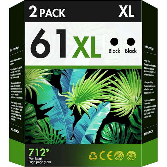 UTAH-for HP 61XL Black Ink Cartridge 2 Pack Remanufactured Replacement for HP 61 Black Ink Cartridge Work with Officejet 4630 Envy 4500 4502 5530 Deskjet 1000 1010 2540 2542 3510 Series