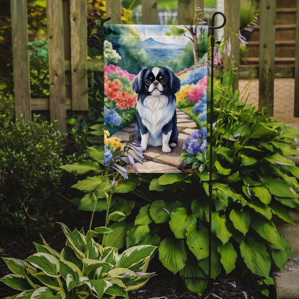 Japanese Chin Spring Path Garden Flag 11.25 in x 15.5 in