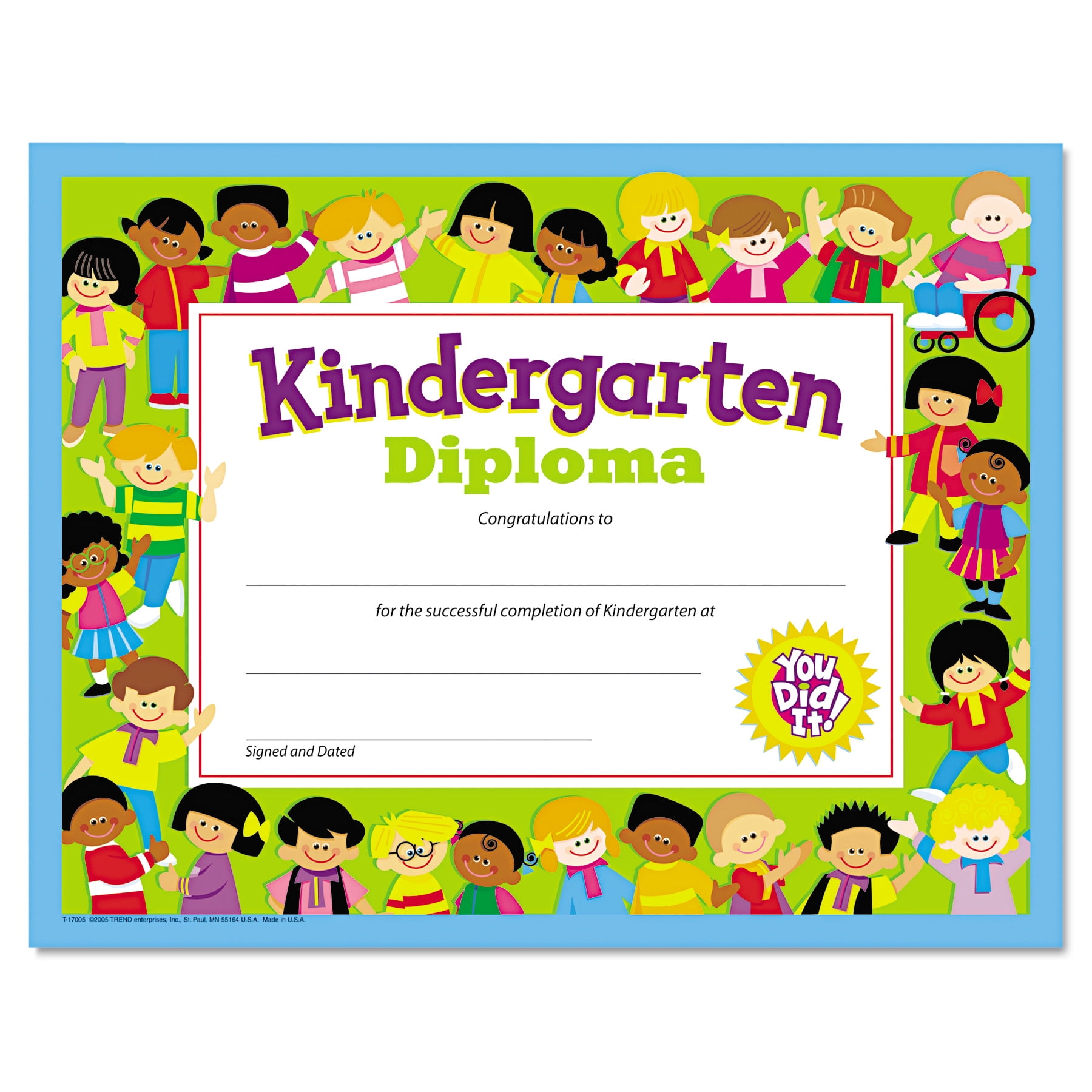 TREND Colorful Classic Certificates Kindergarten Diploma 8 1 2 X 11 