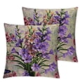 thumbnail image 2 of Jiayy Vintage Flower Lavender Throw Pillow Covers Decorative French Country Stamp with Violet Bouquet Pillow Cases Burlap Lumbar Cushion Cover Rectangle, Grey Purple 2pcs, 2 of 6