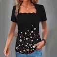 thumbnail image 2 of Short Sleeve Shirts for Women, Womens Scalloped Square Neck Tops Retro Floral Print Short Sleeve Shirts Summer Basic Tee Dressy Casual Tunic Blouse, 2 of 5