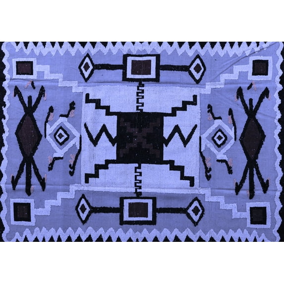 Ahgly Company Indoor Rectangle Abstract Blue Modern Area Rugs, 7' x 9'