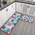 thumbnail image 2 of Blue Boho Pioneer Flower Patchwork Pattern Kitchen Rugs Sets Of 2,Anti Fatigue Kitchen Mat Rugs Non Slip Washable,Decorative Kitchen Floor Mats for Kitchen,Sink,Laundry,17"X30"+17"X47", 2 of 7