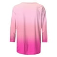 thumbnail image 5 of JURANMO 3/4 Length Sleeve Womens Tops Summer Round Neck Tunic Tops Dressy Casual Pleated Shirts Fashion Gradient Print Blouse Clearance Sales Today Sales Prime Hot Pink XXL, 5 of 7