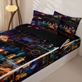 thumbnail image 3 of Manfei Classic Train Zipper Full Size Comforter Sets with Fitted Sheet and 2 Pillowcases,Dreamy Railway Zipper Bedding Set,Blue Pink,Black Reversible,4pcs, 3 of 8