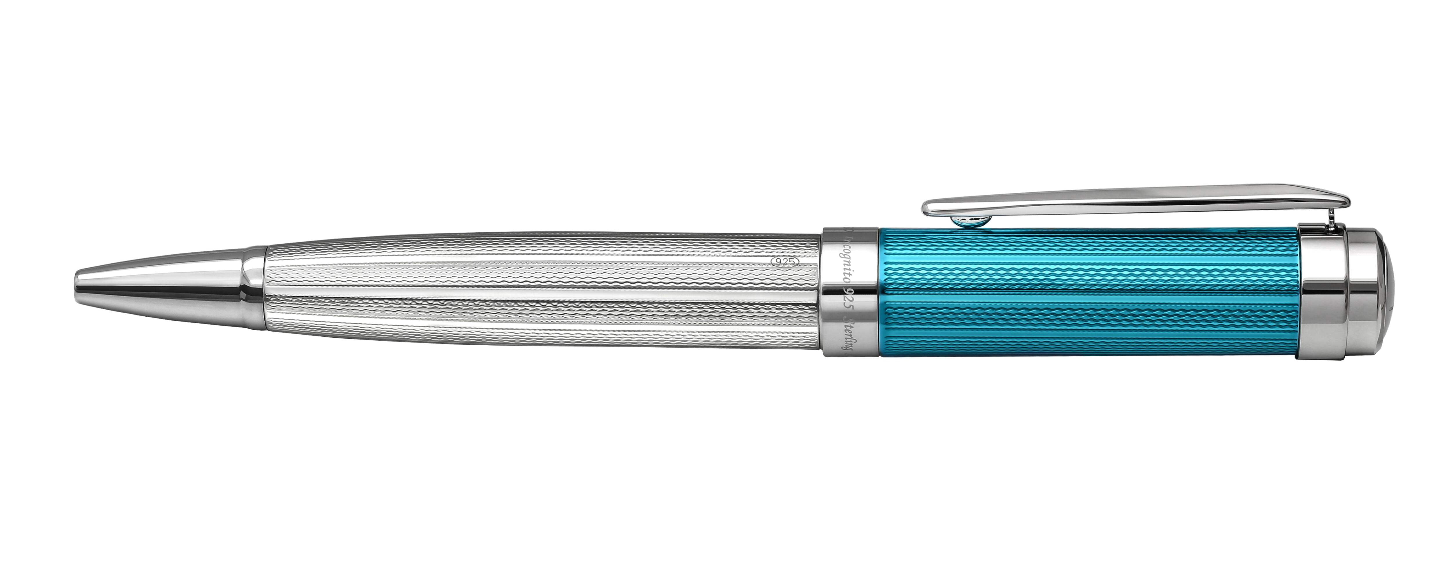 Xezo Xezo Incognito™ 925 Sterling Silver Ballpoint Pen - Azure Blue