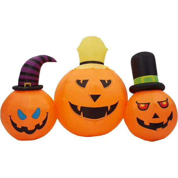 OUTOP Halloween Inflatables 8 ft Long Outdoor Decorations with Buildin LED, Ghost, Skeleton