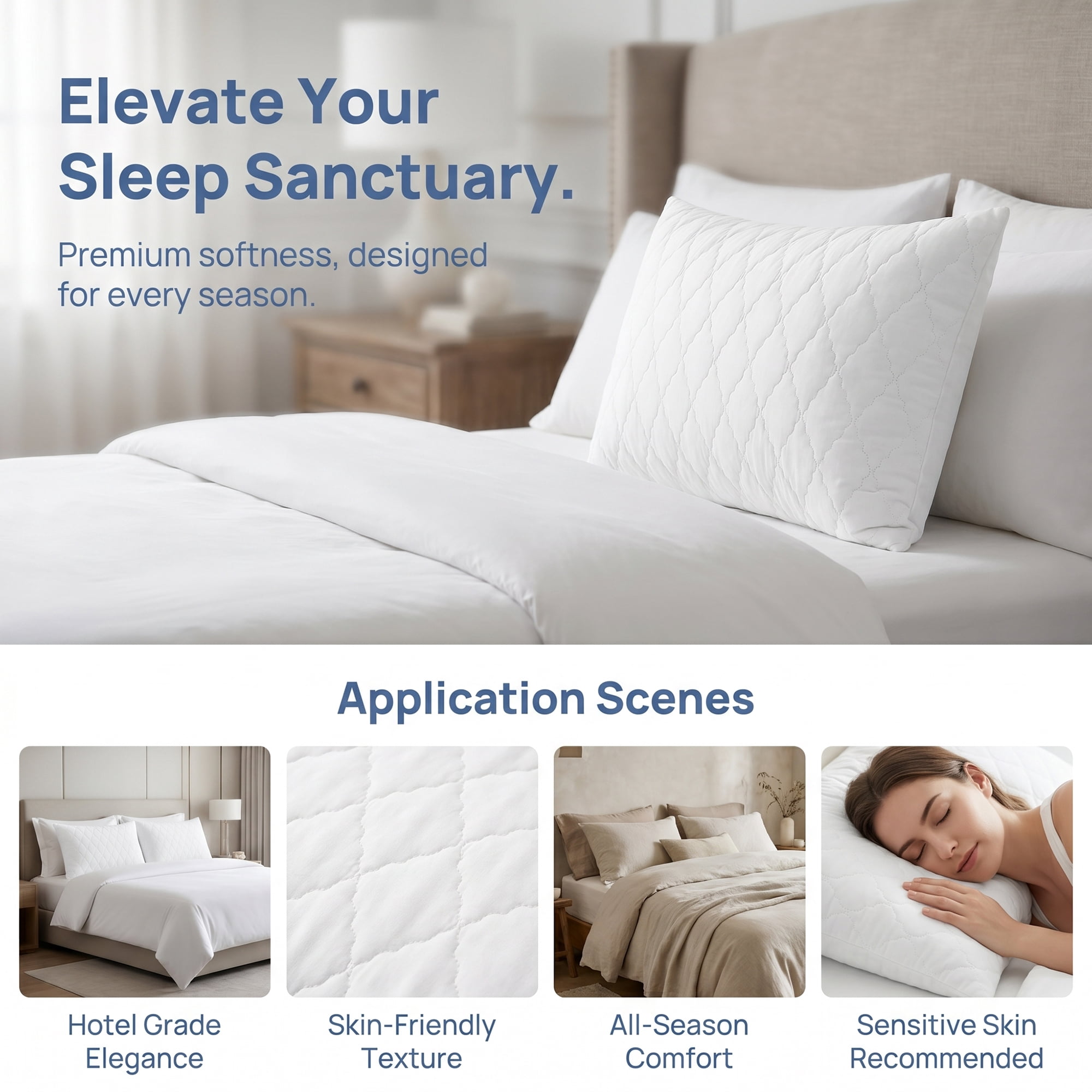 Unique Bargains Breathable Hypoallergenic Envelope Pillow Protectors Standard White 20" x 26"