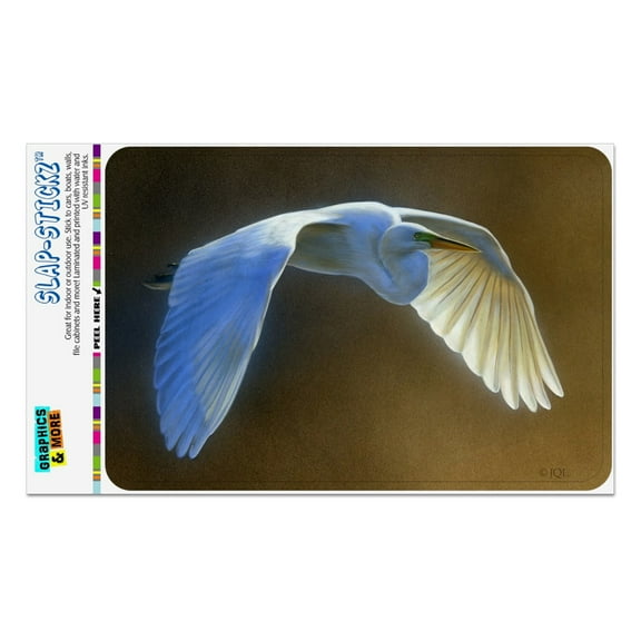 White Egret in Flight Home Business Office Sign