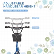 Aosom Kick Scooter, Ride On Scooter with Adjustable Handlebars, Double Brakes, 16 Inflatable Rubber Tires, Basket, Cupholder, Mudguard, Blue