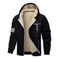 thumbnail image 4 of Mens Jesus Hoodies Fleece Lined Christian Zip Up Cross Thick Heavyweight Jackets Winter Warm Black L, 4 of 5
