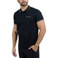 thumbnail image 4 of CULTURA Men's Short Sleeves 100% Cotton Polo With Jaquard Rib And Chest Rib Pocket, Black/White, L, 4 of 10