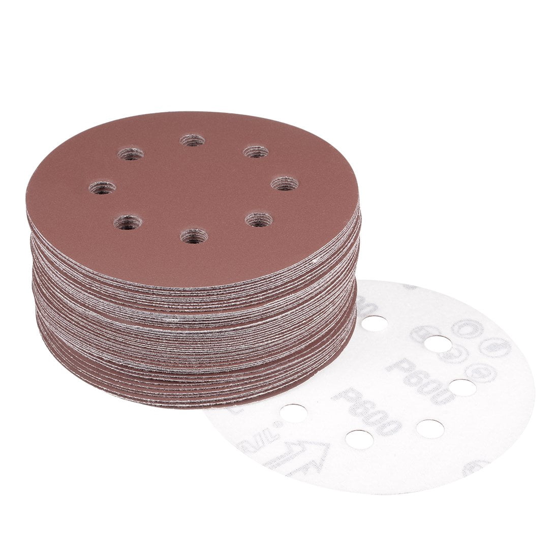 50Pcs 5 inch 8 Hole Hook and Loop Sanding Disc 600 Grit Sandpaper ...