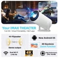thumbnail image 2 of 5G WiFi Android Projector, 4K Home Cinema with Built-in Sound, Support Phone/Mirroring, USB/HDMI, for Gaming KTV Movies Outdoor Gift, 2 of 12