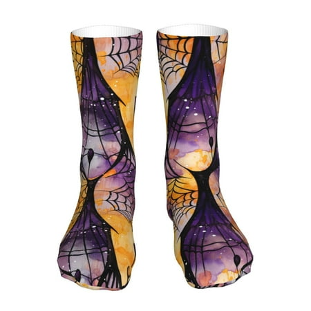 

Purple Cute Spider Webs Socks for Women Men Novelty Colorful Crew Socks Casual Funny Dress Socks Gifts for Women Men