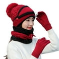 thumbnail image 2 of Womens Winter Warm Knit Beanie Hat Touchscreen Gloves Scarf Mask Set with Fleece Lined Skull Caps Neck Scarves, 2 of 6