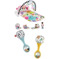 Fisher-Price Glow and Grow Kick & Play Piano Gym Baby Playmat and Rattle ‘n Rock Maracas Toy Bundle for Newborns, Pink