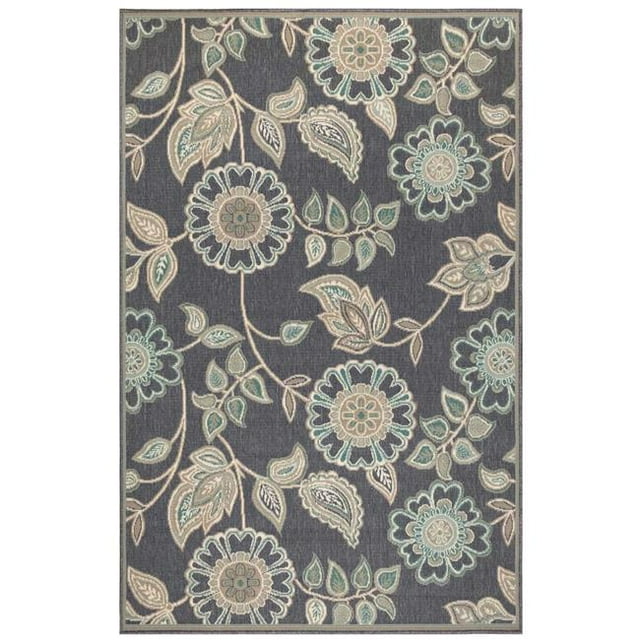 Trans-Ocean Imports RVI45763033 39 x 59 in. Liora Manne Riviera Floral Cep Tapis Intérieur & Extérieur - Navy