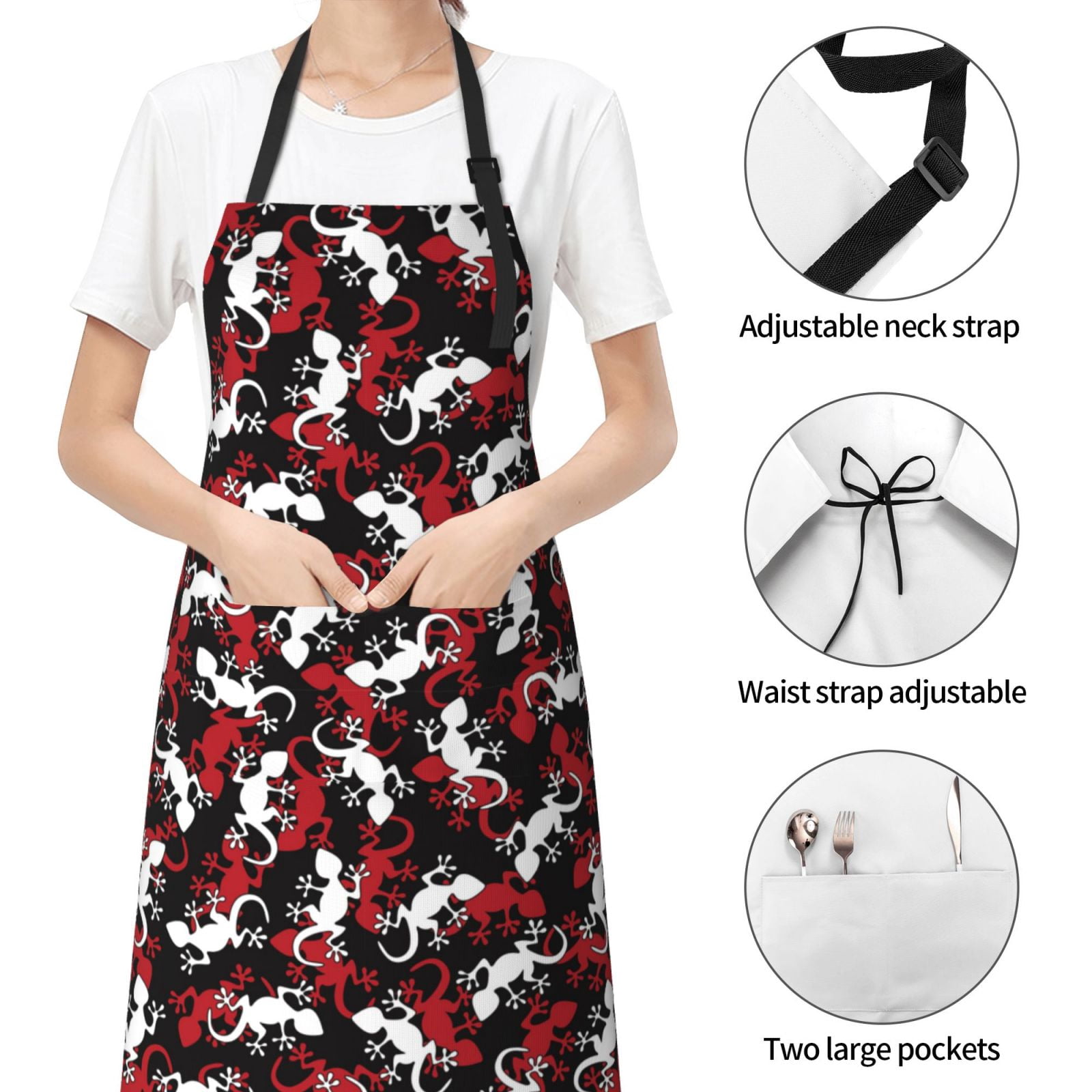 Kdxio Salamander Apron with Pockets Adjustable Kitchen Aprons for Men Women Waterproof Aprons for Cooking,Drawing,Crafting, Baking Household Cleaning