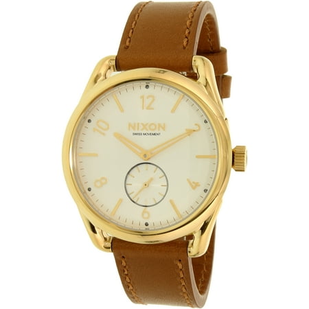 Nixon Men's A4592227 Gold Leather Swiss Quartz Dress Watch