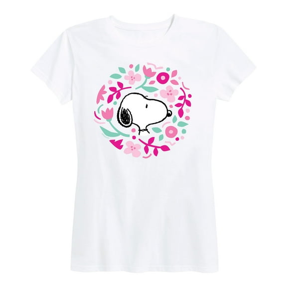 Peanuts - Snoopy Valentine Floral Circle - Women's Short Sleeve Graphic T-Shirt