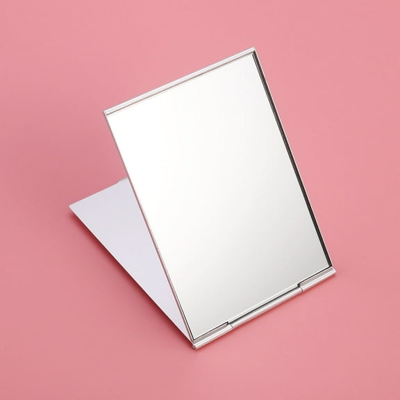 LEORX 11.5*8cm Portable Folding Makeup Mirror Single Side Travel Shaving Makeup Mirror (Silver)