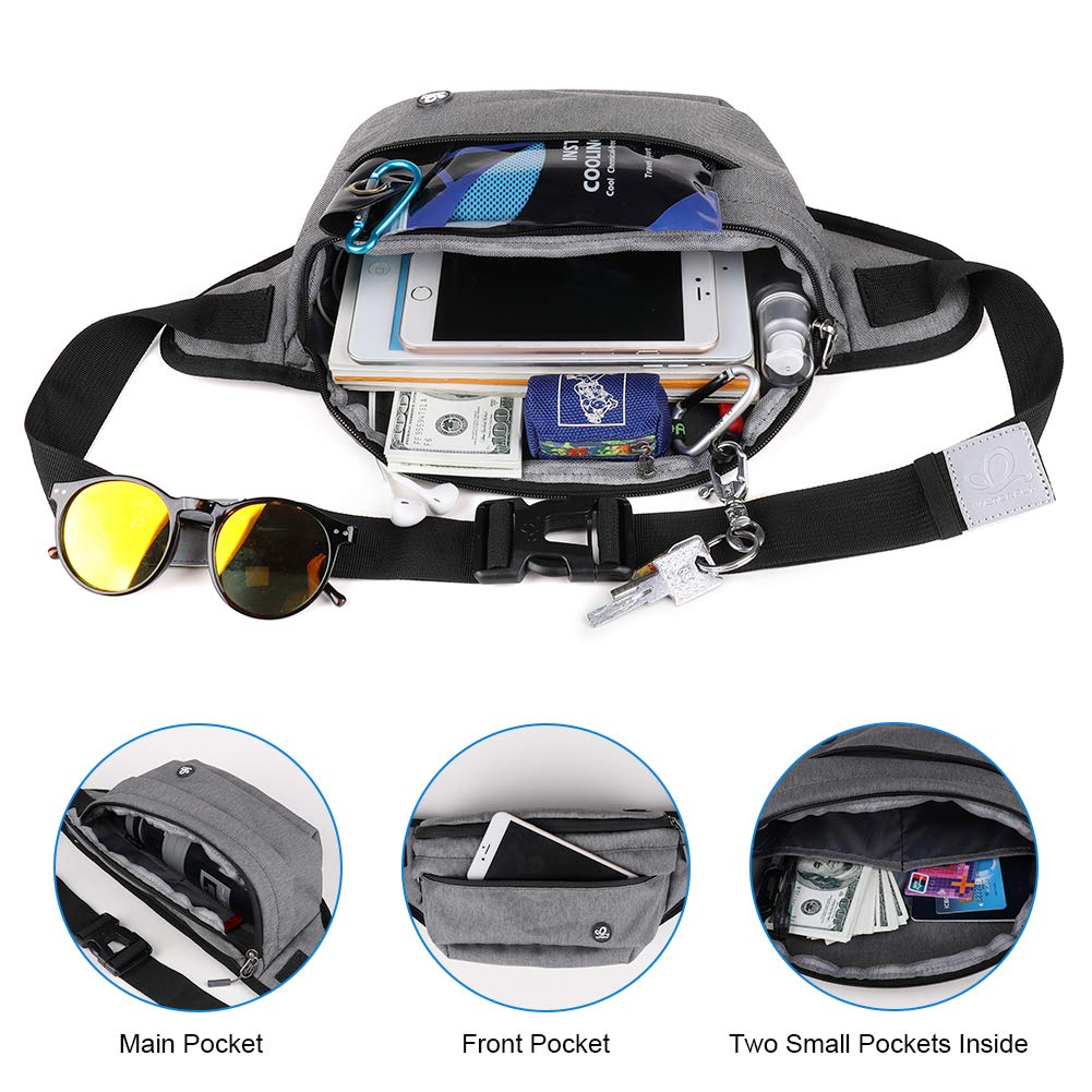 WATERFLY Fanny Pack:Nylon Unisex Adult Big Size Waist Bag for Running Walking Traveling ,SBS Zipper - image 3 of 6