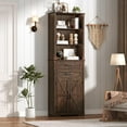 thumbnail image 6 of Farmhouse Towel Storage Cabinet with 2 Drawers & 2 Barn Doors, Wood Freestanding Bathroom Storage Cabinet with Roman Column Decor, Storage Cabinets with Adjustable Shelf & Door Cabinets, Rustic Brown, 6 of 8
