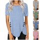 thumbnail image 1 of Fiudx Ofertas Del Día Blusa Casual de Manga Corta con Estampado de Botones para Mujer, Blusa/Camisa de Cuello Redondo de Manga Corta, 1 of 5