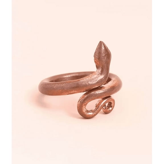 Indian Crafts Copper Consecrated Snake Ring Adjustable Tamba Ring Nag Snake Sarpa Sutra, Challa for Men and Women