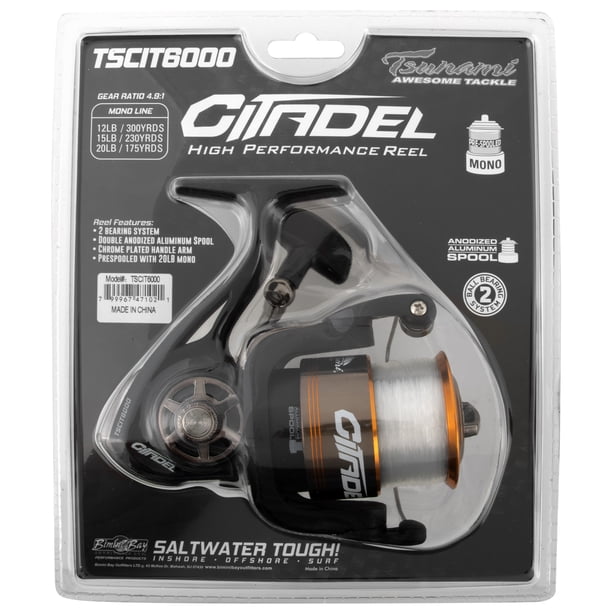 churchill fishing reel Tsunami TSSHDII2500 Shield II Spinning slip round power knob ART PAPER ETCHING PHOTO PRINT