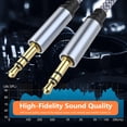 thumbnail image 3 of ROFAY 2-Pack 10ft Ultra-Long 3.5mm Aux Cable, Nylon Braided Male to Male Auxiliary Audio Cord, Hi-Fi Lossless Sound for Home Theater, Outdoor Speakers, Car, Headphones - Black, 3 of 6
