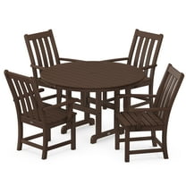 POLYWOOD Vineyard 5-Piece Round Side Chair Dining Set in Mahogany