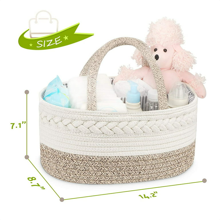 Storage Organizer Basket With Animal Print Beige Cotton Embroidery Baby  Diaper Clothes Toys Organizing Bag Crib Multi-Purpose - AliExpress