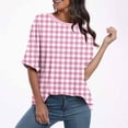 thumbnail image 2 of tarylea Womens Oversized T Shirts Half Sleeve Shirts Round Neck Plaid Casual Tops Loose Fitted Basic Tees, 2 of 4