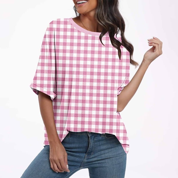 Fiudx Camisas para Mujer Blusa Holgada con Estampado de Manga Corta Informal a La Moda para Mujer
