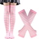 thumbnail image 1 of Qarigey Medias largas de muslos gruesos de moda de poliéster, calcetines suaves, transpirables y fáciles de usar sobre la rodilla Medias Rosa y blanco, 1 of 5