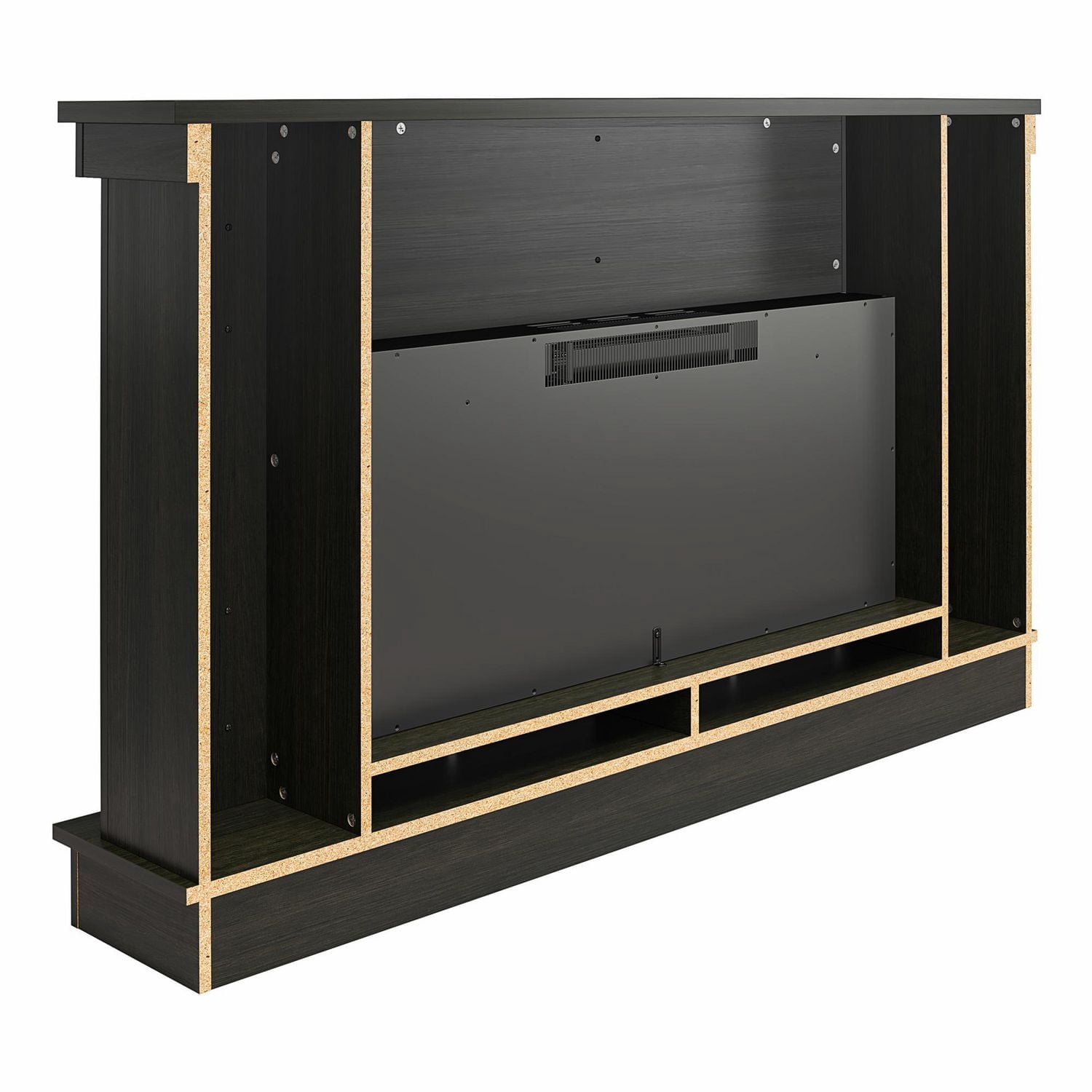 Ameriwood Home Elmcroft Wide Mantel with Linear Electric Fireplace, Rustic Gray