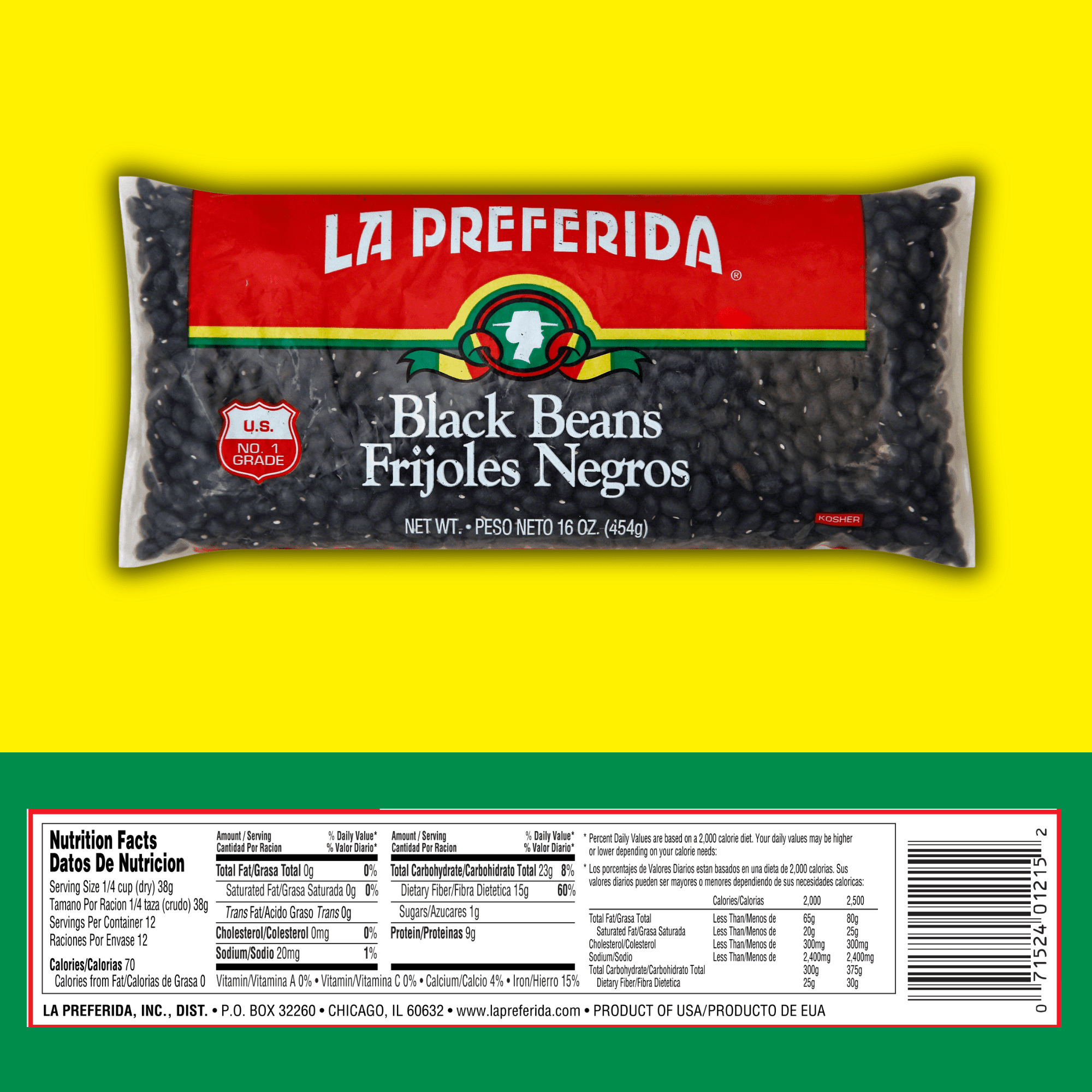 (24 pack) La Preferida Traditional Black Beans, 16 oz Bag, Gluten-Free and Dairy-Free