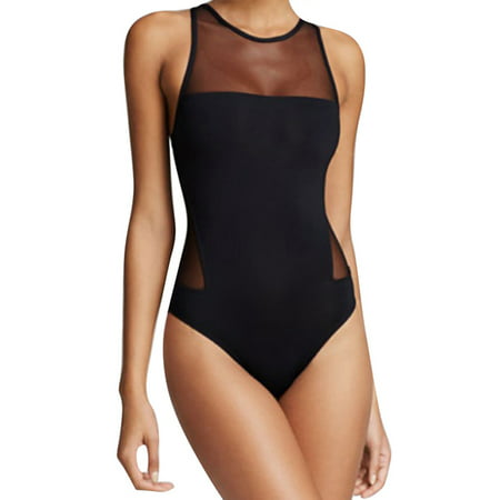 Summer Women Backless Sleeveless Black One-Piece Swim Monokini Swimsuit Bikini Bathing Suit